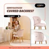 image:imageVINGLI Cute CloudBack Armless Vanity Chair with No Wheels Modern Desk Chair with 4 Solid Wood Legs for Girls Plush Chenille Velvet Comfy Makeup Accent Chair for BedroomLiving RoomOffice BeigeLight Pink