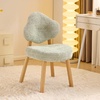 image:imageVINGLI Cute CloudBack Armless Vanity Chair with No Wheels Modern Desk Chair with 4 Solid Wood Legs for Girls Plush Chenille Velvet Comfy Makeup Accent Chair for BedroomLiving RoomOffice BeigeGrass Green