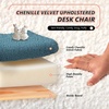 image:imageVINGLI Cute CloudBack Armless Vanity Chair with No Wheels Modern Desk Chair with 4 Solid Wood Legs for Girls Plush Chenille Velvet Comfy Makeup Accent Chair for BedroomLiving RoomOffice BeigeOcean Blue