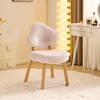 image:imageVINGLI Cute CloudBack Armless Vanity Chair with No Wheels Modern Desk Chair with 4 Solid Wood Legs for Girls Plush Chenille Velvet Comfy Makeup Accent Chair for BedroomLiving RoomOffice BeigeLight Pink