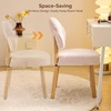 image:imageVINGLI Cute CloudBack Armless Vanity Chair with No Wheels Modern Desk Chair with 4 Solid Wood Legs for Girls Plush Chenille Velvet Comfy Makeup Accent Chair for BedroomLiving RoomOffice BeigeLight Pink