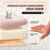 image:imageVINGLI Cute CloudBack Armless Vanity Chair with No Wheels Modern Desk Chair with 4 Solid Wood Legs for Girls Plush Chenille Velvet Comfy Makeup Accent Chair for BedroomLiving RoomOffice BeigeLight Pink