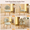 image:imageVINGLI Cute CloudBack Armless Vanity Chair with No Wheels Modern Desk Chair with 4 Solid Wood Legs for Girls Plush Chenille Velvet Comfy Makeup Accent Chair for BedroomLiving RoomOffice BeigeGrass Green