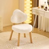 image:imageVINGLI Cute CloudBack Armless Vanity Chair with No Wheels Modern Desk Chair with 4 Solid Wood Legs for Girls Plush Chenille Velvet Comfy Makeup Accent Chair for BedroomLiving RoomOffice BeigeBeige