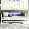 image:imageVINGLI Daybed with Trundle Bed Twin Charging Station and LED LightsHeavy Duty Metal Twin Daybed with Pop up Trundle for Living RoomBedroomGuest Room No Box Spring NeededBlackWhite