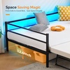 image:imageVINGLI Daybed with Trundle Bed Twin Charging Station and LED LightsHeavy Duty Metal Twin Daybed with Pop up Trundle for Living RoomBedroomGuest Room No Box Spring NeededBlackBlack