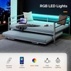 image:imageVINGLI Daybed with Trundle Bed Twin Charging Station and LED LightsHeavy Duty Metal Twin Daybed with Pop up Trundle for Living RoomBedroomGuest Room No Box Spring NeededBlackWhite