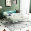 image:imageVINGLI Daybed with Trundle Bed Twin Charging Station and LED LightsHeavy Duty Metal Twin Daybed with Pop up Trundle for Living RoomBedroomGuest Room No Box Spring NeededBlackWhite