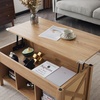 image:imageVINGLI Farmhouse Lift Top Coffee Table Coffee Tables for Living Room with Storage ShelfHidden Compartment Mesa De Centro para Sala Rustic BrownRattan Natural