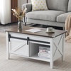 image:imageVINGLI Farmhouse Lift Top Coffee Table Coffee Tables for Living Room with Storage ShelfHidden Compartment Mesa De Centro para Sala Rustic BrownWhite Oak