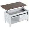 image:imageVINGLI Farmhouse Lift Top Coffee Table Coffee Tables for Living Room with Storage ShelfHidden Compartment Mesa De Centro para Sala Rustic BrownWhite Oak