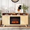 image:imageVINGLI Fireplace TV Stand for up to 70 inch TVs Fluted Entertainment Center with Electric Fireplace Heater amp Adjustable Shelves Fireplace Media Console Table for Living Room OakOak