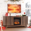 image:imageVINGLI Fireplace TV Stand for up to 70 inch TVs Fluted Entertainment Center with Electric Fireplace Heater amp Adjustable Shelves Fireplace Media Console Table for Living Room OakWalunt
