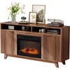 image:imageVINGLI Fireplace TV Stand for up to 70 inch TVs Fluted Entertainment Center with Electric Fireplace Heater amp Adjustable Shelves Fireplace Media Console Table for Living Room OakWalunt