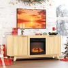 image:imageVINGLI Fireplace TV Stand for up to 70 inch TVs Fluted Entertainment Center with Electric Fireplace Heater amp Adjustable Shelves Fireplace Media Console Table for Living Room OakOak