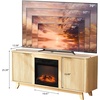 image:imageVINGLI Fireplace TV Stand for up to 70 inch TVs Fluted Entertainment Center with Electric Fireplace Heater amp Adjustable Shelves Fireplace Media Console Table for Living Room OakOak