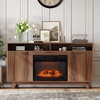 image:imageVINGLI Fireplace TV Stand for up to 70 inch TVs Fluted Entertainment Center with Electric Fireplace Heater amp Adjustable Shelves Fireplace Media Console Table for Living Room OakWalunt
