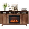 image:imageVINGLI Fireplace TV Stand for up to 70 inch TVs Fluted Entertainment Center with Electric Fireplace Heater amp Adjustable Shelves Fireplace Media Console Table for Living Room OakWalunt