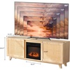 image:imageVINGLI Fireplace TV Stand for up to 70 inch TVs Fluted Entertainment Center with Electric Fireplace Heater amp Adjustable Shelves Fireplace Media Console Table for Living Room OakWalunt