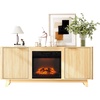 image:imageVINGLI Fireplace TV Stand for up to 70 inch TVs Fluted Entertainment Center with Electric Fireplace Heater amp Adjustable Shelves Fireplace Media Console Table for Living Room OakOak