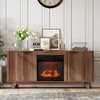 image:imageVINGLI Fireplace TV Stand for up to 70 inch TVs Fluted Entertainment Center with Electric Fireplace Heater amp Adjustable Shelves Fireplace Media Console Table for Living Room OakWalunt
