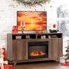 image:imageVINGLI Fireplace TV Stand for up to 70 inch TVs Fluted Entertainment Center with Electric Fireplace Heater amp Adjustable Shelves Fireplace Media Console Table for Living Room OakWalunt