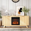 image:imageVINGLI Fireplace TV Stand for up to 70 inch TVs Fluted Entertainment Center with Electric Fireplace Heater amp Adjustable Shelves Fireplace Media Console Table for Living Room OakOak