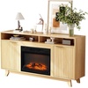 image:imageVINGLI Fireplace TV Stand for up to 70 inch TVs Fluted Entertainment Center with Electric Fireplace Heater amp Adjustable Shelves Fireplace Media Console Table for Living Room OakOak