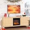image:imageVINGLI Fireplace TV Stand for up to 70 inch TVs Fluted Entertainment Center with Electric Fireplace Heater amp Adjustable Shelves Fireplace Media Console Table for Living Room OakWalunt