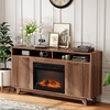 image:imageVINGLI Fireplace TV Stand for up to 70 inch TVs Fluted Entertainment Center with Electric Fireplace Heater amp Adjustable Shelves Fireplace Media Console Table for Living Room OakWalunt