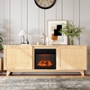 image:imageVINGLI Fireplace TV Stand for up to 70 inch TVs Fluted Entertainment Center with Electric Fireplace Heater amp Adjustable Shelves Fireplace Media Console Table for Living Room OakWalunt