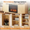 image:imageVINGLI Fireplace TV Stand for up to 70 inch TVs Fluted Entertainment Center with Electric Fireplace Heater amp Adjustable Shelves Fireplace Media Console Table for Living Room OakOak