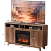 image:imageVINGLI Fireplace TV Stand for up to 70 inch TVs Fluted Entertainment Center with Electric Fireplace Heater amp Adjustable Shelves Fireplace Media Console Table for Living Room OakWalunt