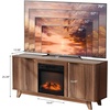 image:imageVINGLI Fireplace TV Stand for up to 70 inch TVs Fluted Entertainment Center with Electric Fireplace Heater amp Adjustable Shelves Fireplace Media Console Table for Living Room OakWalunt