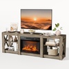 image:imageVINGLI Fireplace TV Stand for up to 80 inch TVs Farmhouse Entertainment Center with Electric Fireplace Heater amp Adjustable Shelves Fireplace Media Console Table for Living Room Gray OakGray Oak