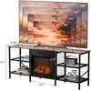 image:imageVINGLI Fireplace TV Stand for up to 80 inch TVs Farmhouse Entertainment Center with Electric Fireplace Heater amp Adjustable Shelves Fireplace Media Console Table for Living Room Gray OakRustic Brown