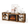 image:imageVINGLI Fireplace TV Stand for up to 80 inch TVs Farmhouse Entertainment Center with Electric Fireplace Heater amp Adjustable Shelves Fireplace Media Console Table for Living Room Gray OakRustic Brown