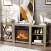 image:imageVINGLI Fireplace TV Stand for up to 80 inch TVs Farmhouse Entertainment Center with Electric Fireplace Heater amp Adjustable Shelves Fireplace Media Console Table for Living Room Gray OakGray Oak