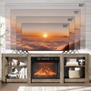 image:imageVINGLI Fireplace TV Stand for up to 80 inch TVs Farmhouse Entertainment Center with Electric Fireplace Heater amp Adjustable Shelves Fireplace Media Console Table for Living Room Gray OakGray Oak