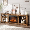 image:imageVINGLI Fireplace TV Stand for up to 80 inch TVs Farmhouse Entertainment Center with Electric Fireplace Heater amp Adjustable Shelves Fireplace Media Console Table for Living Room Gray OakRustic Brown