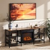 image:imageVINGLI Fireplace TV Stand for up to 80 inch TVs Farmhouse Entertainment Center with Electric Fireplace Heater amp Adjustable Shelves Fireplace Media Console Table for Living Room Gray OakRustic Brown