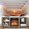 image:imageVINGLI Fireplace TV Stand for up to 80 inch TVs Farmhouse Entertainment Center with Electric Fireplace Heater amp Adjustable Shelves Fireplace Media Console Table for Living Room Gray OakGray Oak