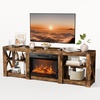 image:imageVINGLI Fireplace TV Stand for up to 80 inch TVs Farmhouse Entertainment Center with Electric Fireplace Heater amp Adjustable Shelves Fireplace Media Console Table for Living Room Gray OakRustic Brown