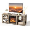 image:imageVINGLI Fireplace TV Stand for up to 80 inch TVs Farmhouse Entertainment Center with Electric Fireplace Heater amp Adjustable Shelves Fireplace Media Console Table for Living Room Gray OakGray Oak