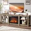 image:imageVINGLI Fireplace TV Stand for up to 80 inch TVs Farmhouse Entertainment Center with Electric Fireplace Heater amp Adjustable Shelves Fireplace Media Console Table for Living Room Gray OakGray Oak