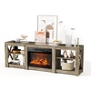 image:imageVINGLI Fireplace TV Stand for up to 80 inch TVs Farmhouse Entertainment Center with Electric Fireplace Heater amp Adjustable Shelves Fireplace Media Console Table for Living Room Gray OakGray Oak