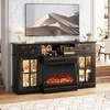 image:imageVINGLI Fireplace TV Stand up to 65 TVs 3Sided Glass Entertainment Center with Electric Fireplace Heater amp Glass Doors and Drawers Media Console Table with LED Living Room Dark Rustic Oak