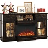image:imageVINGLI Fireplace TV Stand up to 65 TVs 3Sided Glass Entertainment Center with Electric Fireplace Heater amp Glass Doors and Drawers Media Console Table with LED Living Room Dark Rustic Oak