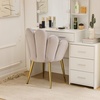 image:imageVINGLI Fluffy Girls Vanity Chair with Back amp PillowCute Small Cozy Desk Chair No WheelsComfy Makeup Ch with Ajustable Gold Legsfor BedroomLiving RoomSmall SpacePinkGreyvelvet