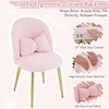 image:imageVINGLI Fluffy Girls Vanity Chair with Back amp PillowCute Small Cozy Desk Chair No WheelsComfy Makeup Ch with Ajustable Gold Legsfor BedroomLiving RoomSmall SpacePinkPinkplush